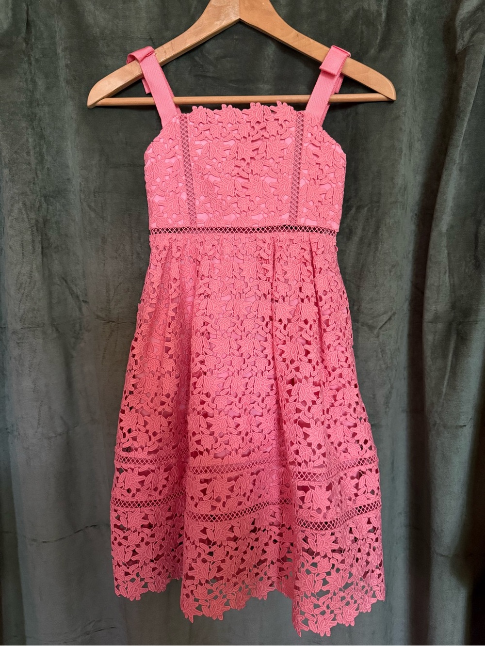 Self-Portrait Girls Pink Floral Lace Dress Size 5-6 Designer Special Occasion